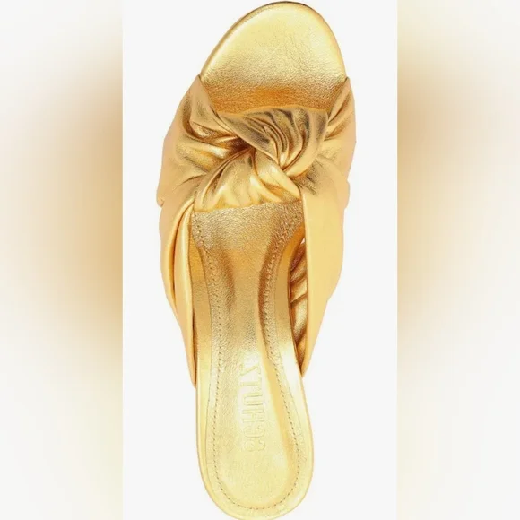 Schutz Mindy Block Heel - Gold Leather (NWT) - Picture 2 of 2